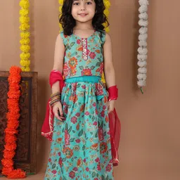 Kinder Kids Girls Printed Sequinned Ready to Wear Lehenga & Blouse With Dupatta-45