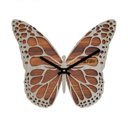 12 fox Off White & Brown Wooden Analogue Wall Clock-image-74