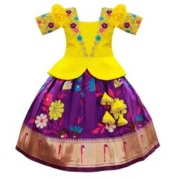 Wommaniya Impex Girls Embroidered Thread Work Ready to Wear Lehenga &-58