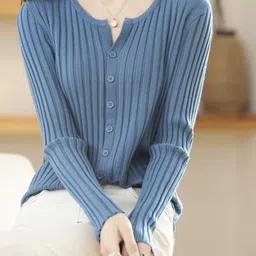 KPOP Women Ribbed Round Neck Long Sleeves Top-image-36