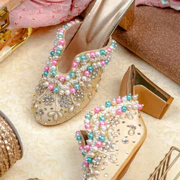 NR By Nidhi Rathi Embellished Party High-Top Block Sandals-23
