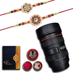 DeoDap Roli Chawal Coin Mug & Greeting Card Rakhi Gift Set-22