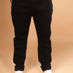 Sizeupp Men Plus Size Clean Look Mid-Rise No Fade Cotton Jeans-image-51