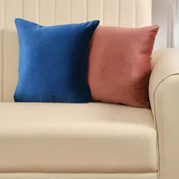 Shadowkart Blue & Brown 2 Pieces Velvet Square Cushion Covers-16