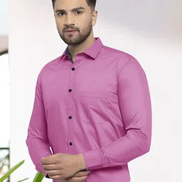 Moda Rapido Men Standard Fit Spread Collar Solid Cotton Formal Shirt-image-83