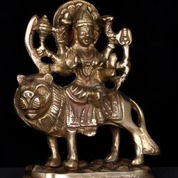 Exotic India Gold-Toned Goddess Durga Brass Showpiece-image-22