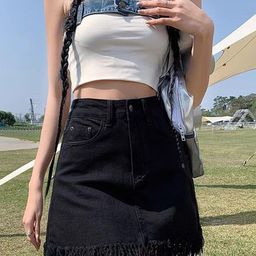 DressBerry Denim A-Line Above Knee Skirt-image-62