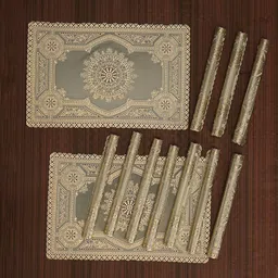 Kuber Industries Gold-Toned 12 Pieces Textured Anti-Slip Table Placemats-0