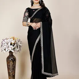 ANJANI TEXTILE Embroidered Tissue Saree-image-19