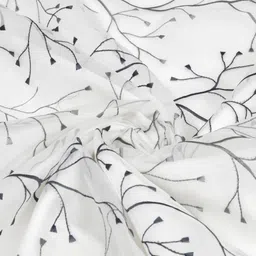 Aura 2 Pieces Grey & Black Floral Embroidered Black Out Long Door Curtains-image-81