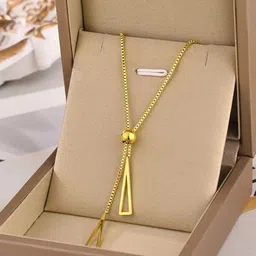 MEENAZ Gold-Plated Triangle Shaped Pendant Chain-52