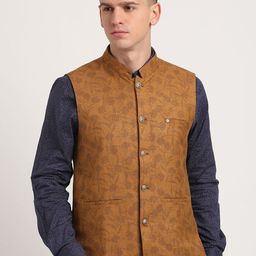 Turtle Men Printed Woven Nehru Jackets-picture-4
