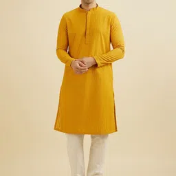 Manyavar Men Embroidered Regular Chikankari Kurta with Pyjamas-picture-15