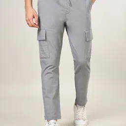 Urban Ranger by pantaloons Men Cotton Slim Fit Mid-Rise Cargos Trousers-image-90