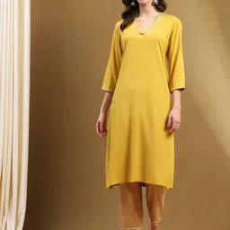 Biba V-Neck Straight Kurta-image-7
