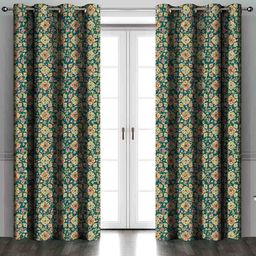 Myntra Elegant Homes Set Of 2 Green Velvet Abstract Door Curtain-picture-5