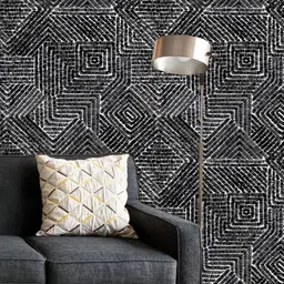 ArtzFolio Printed UV-Resistant Anti-Bacterial Black Geometric Patches Peel & Stick Wallpaper-image-91