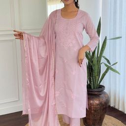 Moda Rapido Ethnic Motifs Embroidered Pure Cotton Straight Kurta With Trousers & Dupatta-picture-33