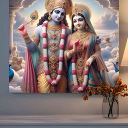 SAF Blue & Beige 1 Piece Wood Religious Wall Paintings-image-80