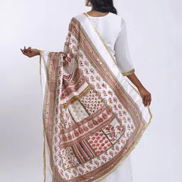 TEEJH Ethnic Motifs Printed Dupatta With Mirror Work image 5
