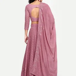 TIKODI Embroidered Sequinned Semi-Stitched Lehenga & Unstitched Blouse With Dupatta image 2
