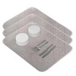 Kuber Industries 3-Pcs Grey Self Design Dish Drying Mats-36
