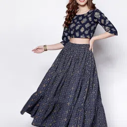 Sera Floral Print Ethnic Cotton Crop Top-picture-15