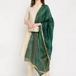 Clora Creation Green Embroidered Dupatta with Gotta Patti image 2