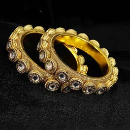 ZULKA Set OF 2 Gold Plated Zircon Stones Studded Rajwadi Bangles image 3
