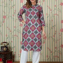 Ode by House of Pataudi Women Geometric Printed Kurta-picture-19