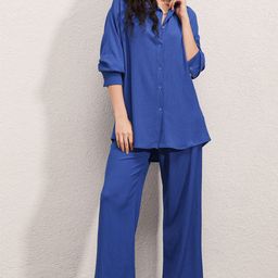 BIGDART Ribbed Shirt Neck Shirt With Trouser Co-Ords-image-96