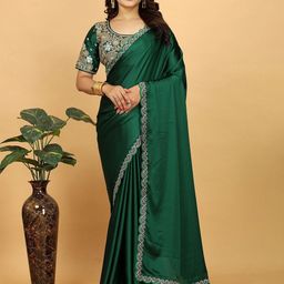 K 5 Fashion Embroidered Satin Saree-image-58