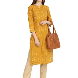 Inara Robes Women Mustard Ikkat Printed Kurta-picture-40