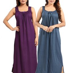 Inner Beats Pack Of 2 Cotton Blend Nightdress-picture-14