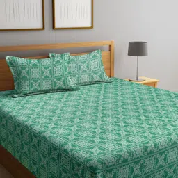 KLOTTHE Yellow Woven Design Pure Cotton Double King Bed Set- 2.50 M X 2.25 M-image-36