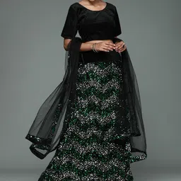 Maroosh Embellished Sequinned Unstitched Lehenga & Blouse With Dupatta image 3