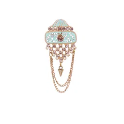 JIYANSHI FASHION Men Gold-Plated Artificial Beaded Necklace & Brooch image 2