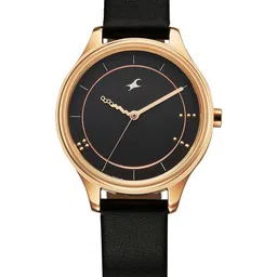 Fastrack Women Brass Dial & Leather Straps Analogue Watch 6296WL01-36