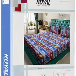 KLOTTHE Blue Cartoon Characters Printed 400 TC Cotton King Bedsheet Set 2.50 m x 2.25 m image 2