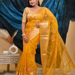 DIVASTRI Floral Embroidered Organza Saree-picture-14