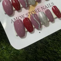 AMOK STORE Set Of 12 Stick-On Artificial Nails With Mini Application Kit- Brown image 3