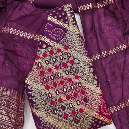 KALINI Women Purple Chanderi Embroidered Art Silk Unstitched Dress Material-picture-5