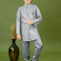 BT DEZINES Boys Zig Zag Embroidered Sequined Sherwani Set-image-81