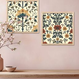 Kotart Cream-Coloured & Brown 2 Pieces Madhubani Printed Wooden Wall Paintings-19