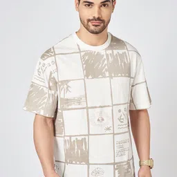 People Men Checked Round Neck Cotton Boxy T-shirt-image-31