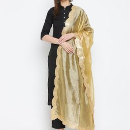 Clora Creation Beige Embroidered Dupatta with Beads and Stones image 4