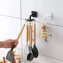 sjk Wall mounting Self Adhesive 360 Degree Rotating Hook for Hanging(Pack of 2) Hook 5 image 3