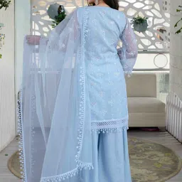Label Shaurya Sanadhya Ethnic Motifs Embroidered Thread Work Kurta with Palazzos & Dupatta image 5