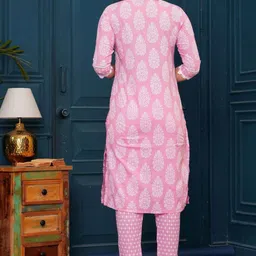 UNISETS Women Ethnic Motifs Printed Regular Mirror Work Kurta with Pyjamas & With Dupatta image 5