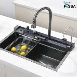 30"x18"x10" Piano Waterfall Kitchen Sink With Pull-Out Faucet & Accessories FS-WFNP Vessel Sink-picture-10